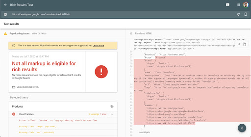 explorador de código mostrando erro no teste de pesquisa aprimorada