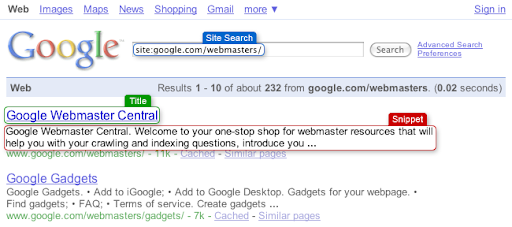google site search operator