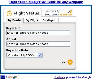 flight status iGoogle gadget