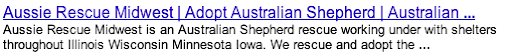 A search result for the Tales of Aussie Rescue home page