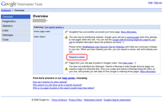 example malware warning in webmaster tools