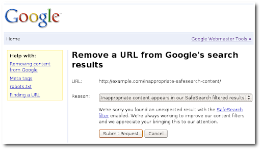 google safe search removal tool