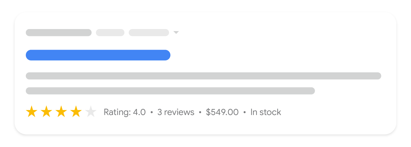 Um exemplo de snippet de produto nos resultados da pesquisa