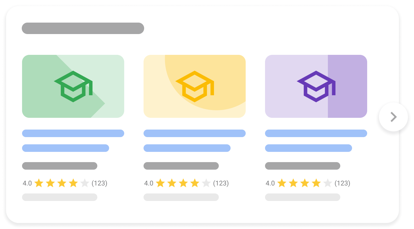 Illustrazione di come le informazioni relative a un corso potrebbero apparire nella Ricerca Google