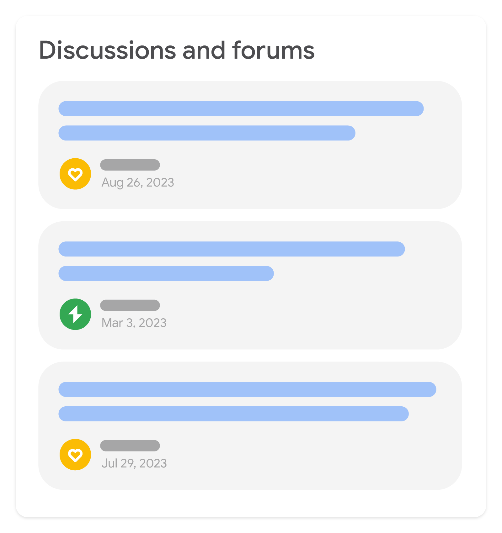 Ilustração do recurso de discussões e fóruns
