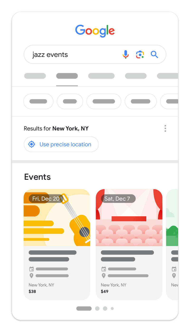 طريقة عرض تجربة البحث عن الفعاليات على "بحث Google"