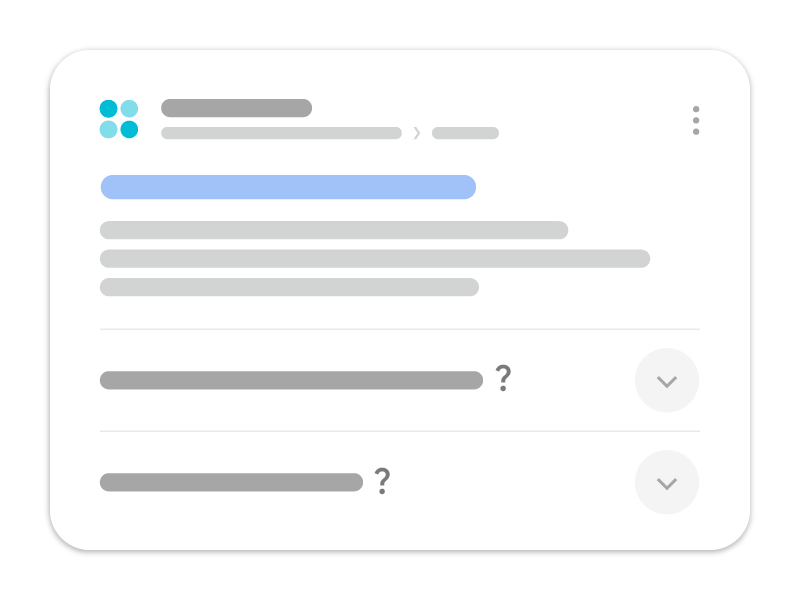 搜尋結果中的 FAQ 範例