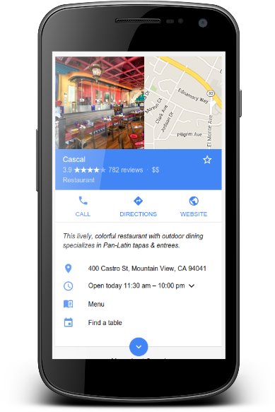Ficha de empresas locales en la Búsqueda de Google