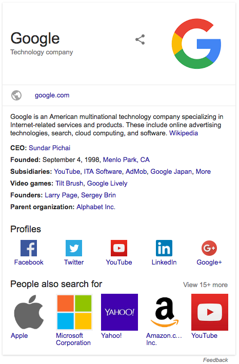 ejemplo de logotipo en los resultados de la búsqueda