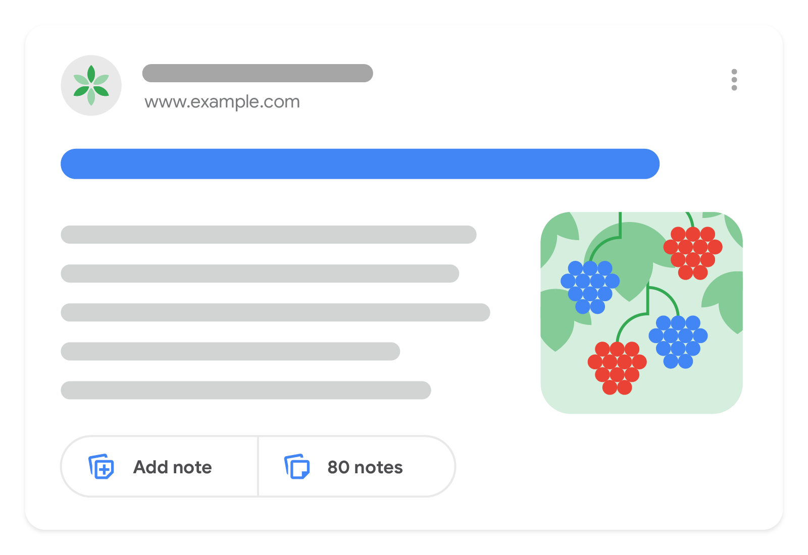 Illustration de la manière dont les notes peuvent apparaître dans la recherche Google