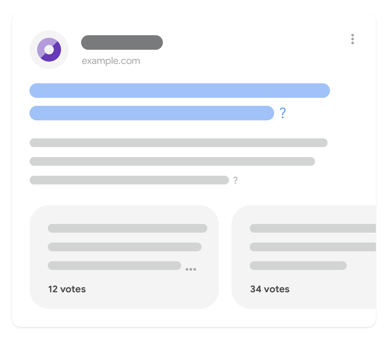 Illustration d'un résultat enrichi de type "Questions/Réponses"
