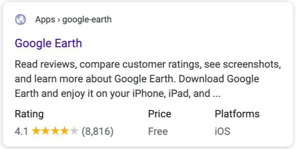 software app example in search results
