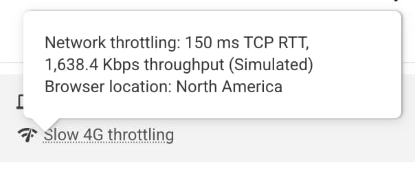 Screenshot tooltip informasi throttling.