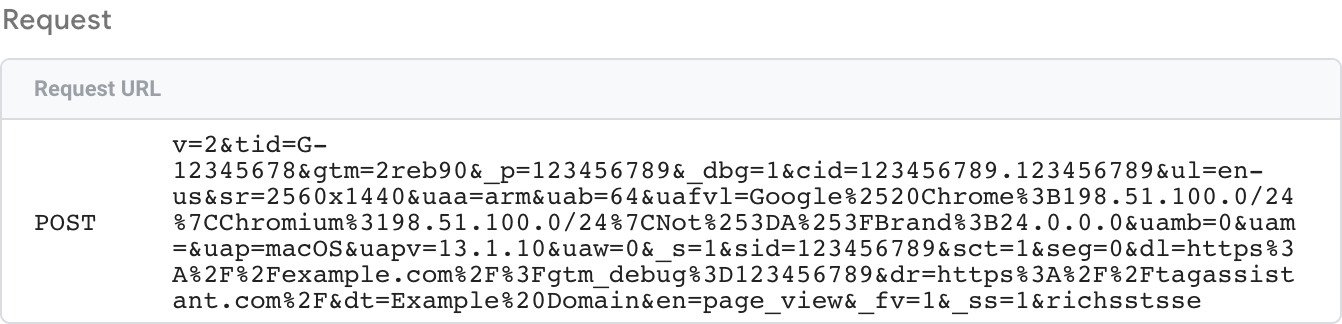 Captura de tela de uma solicitação HTTP recebida