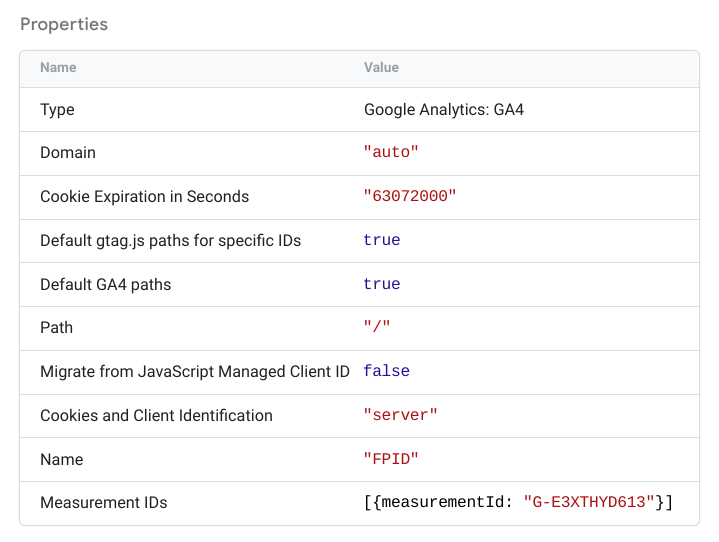 Screenshot showing Tag Manager client details