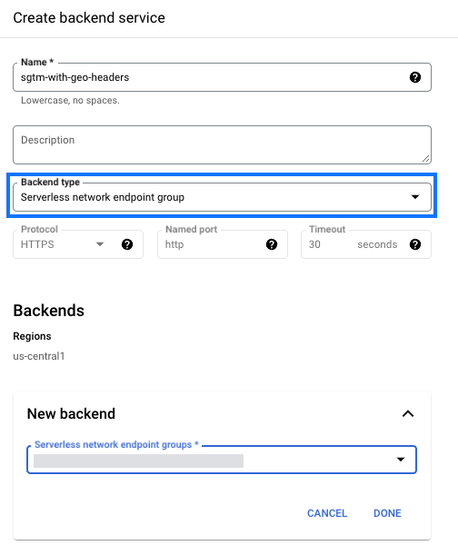 Capture d&#39;écran du nouveau service de backend