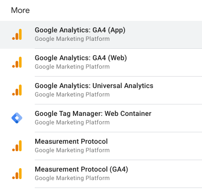 Image showing the Google Analytics: GA4 (App) client option in Tag Manager