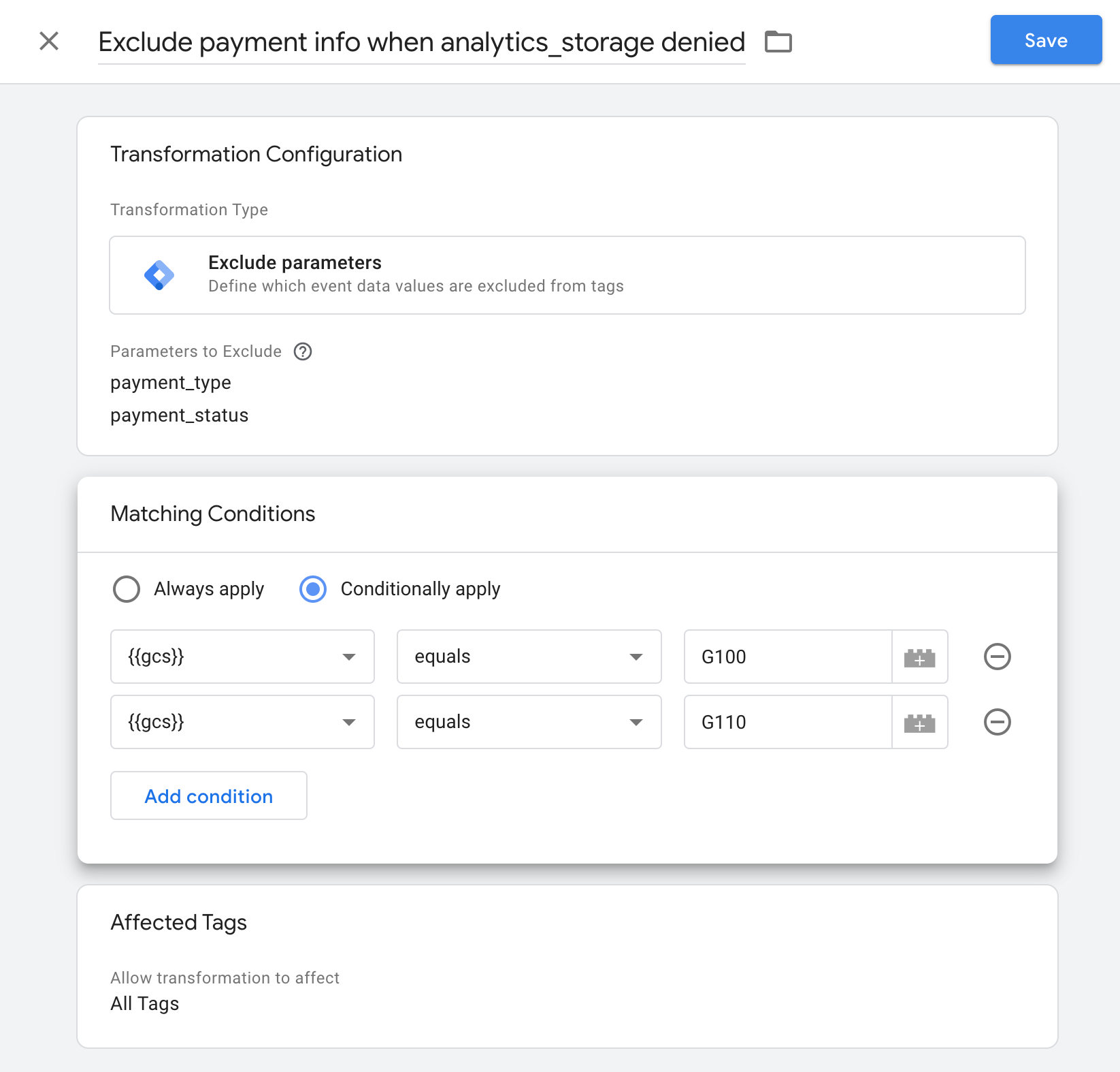 Przykład transformacji parametrów wykluczenia