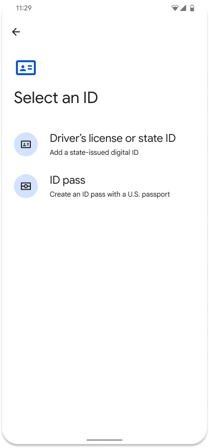 L&#39;utente viene indirizzato a Google Wallet per ottenere un documento di identità digitale