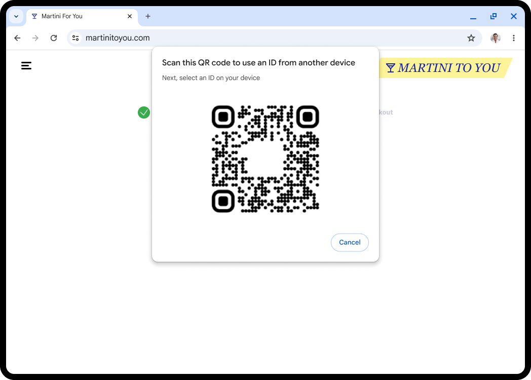 Nutzer sieht einen QR-Code, um die Präsentation auf einem Mobilgerät fortzusetzen