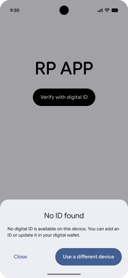 User shown an error if they don't have a digital ID