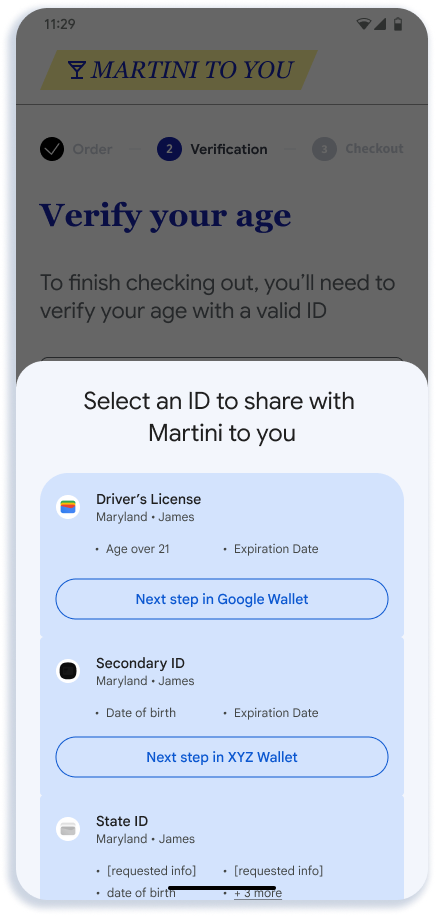 L&#39;utilisateur voit les identifiants éligibles disponibles.