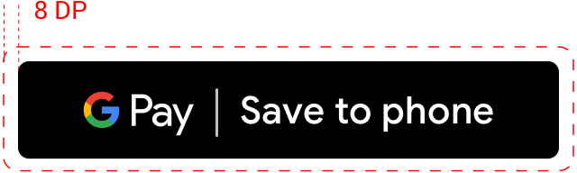 Boutons "Enregistrer dans Google Pay" en noir avec un espace vide autour