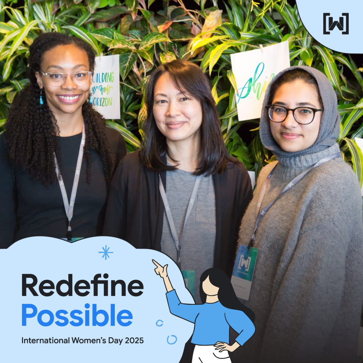 foto de tres mujeres sonriendo para el Día Internacional de la Mujer 2025 redefine posible campaña
