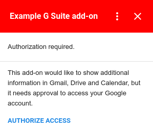 The authorization card prompting for access.