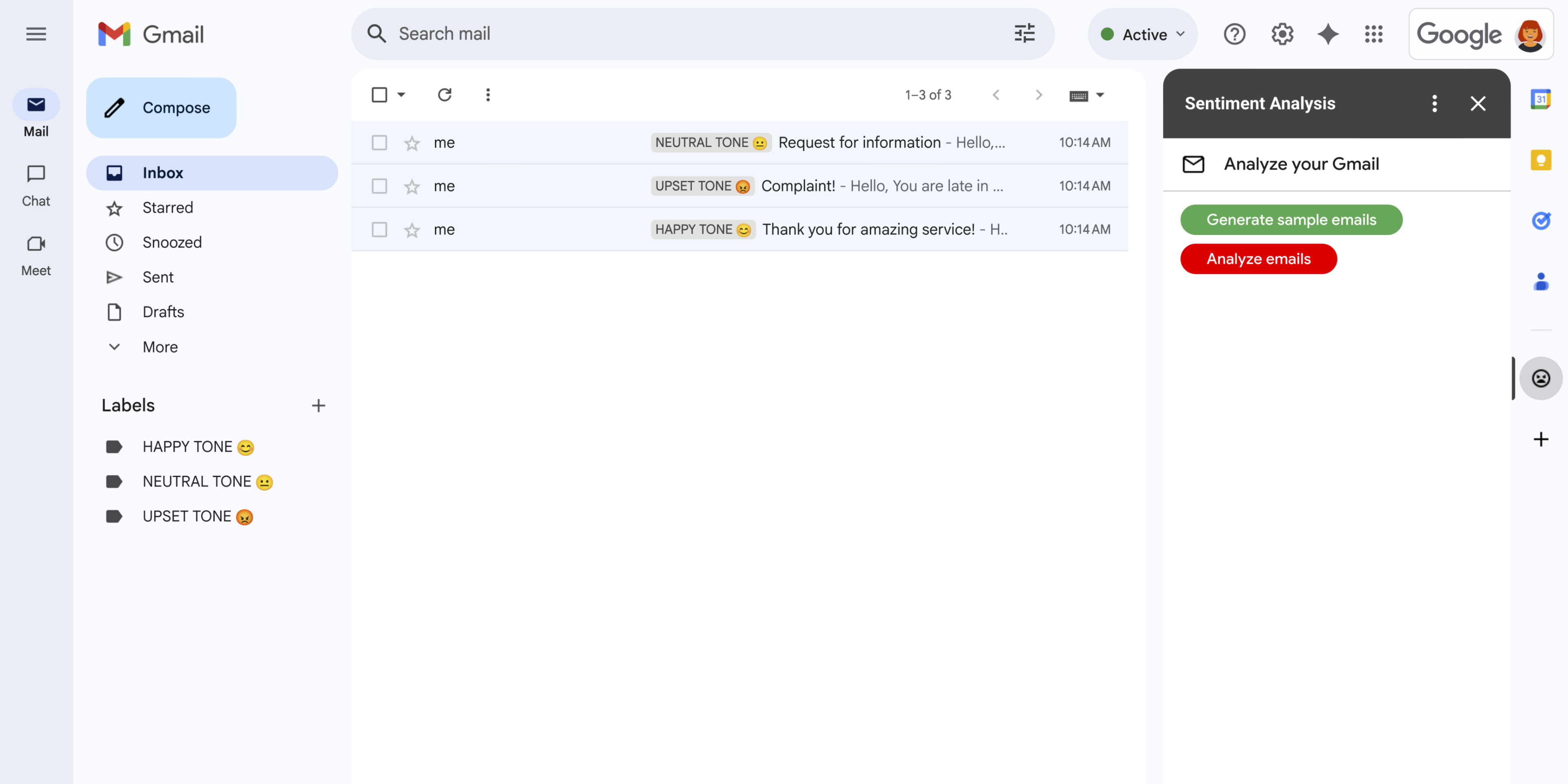 A Google Workspace add-on that extends Gmail in a sidebar.