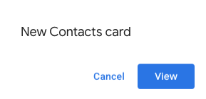 Example of a peek card notification