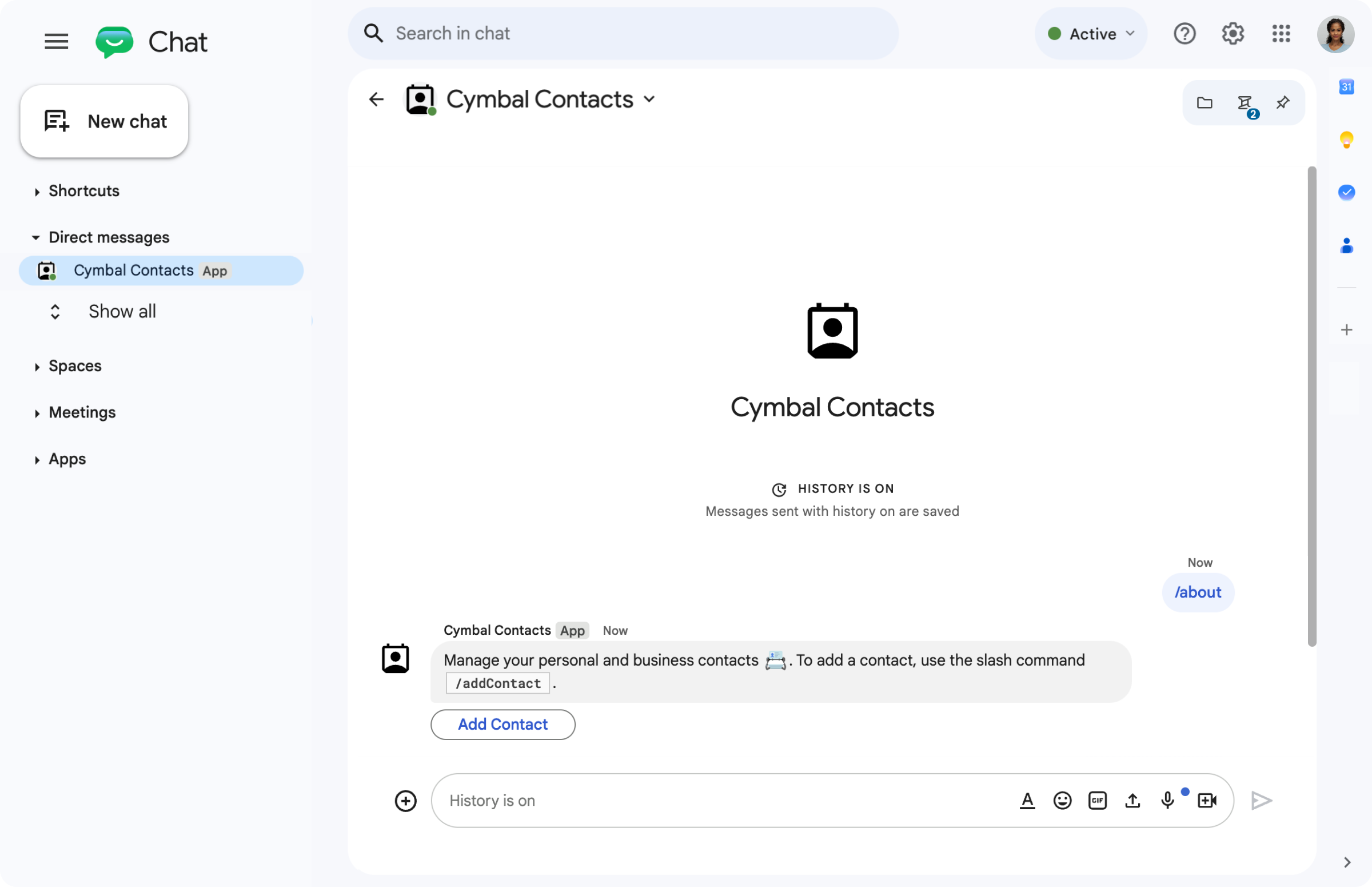 Contact form from slash command.