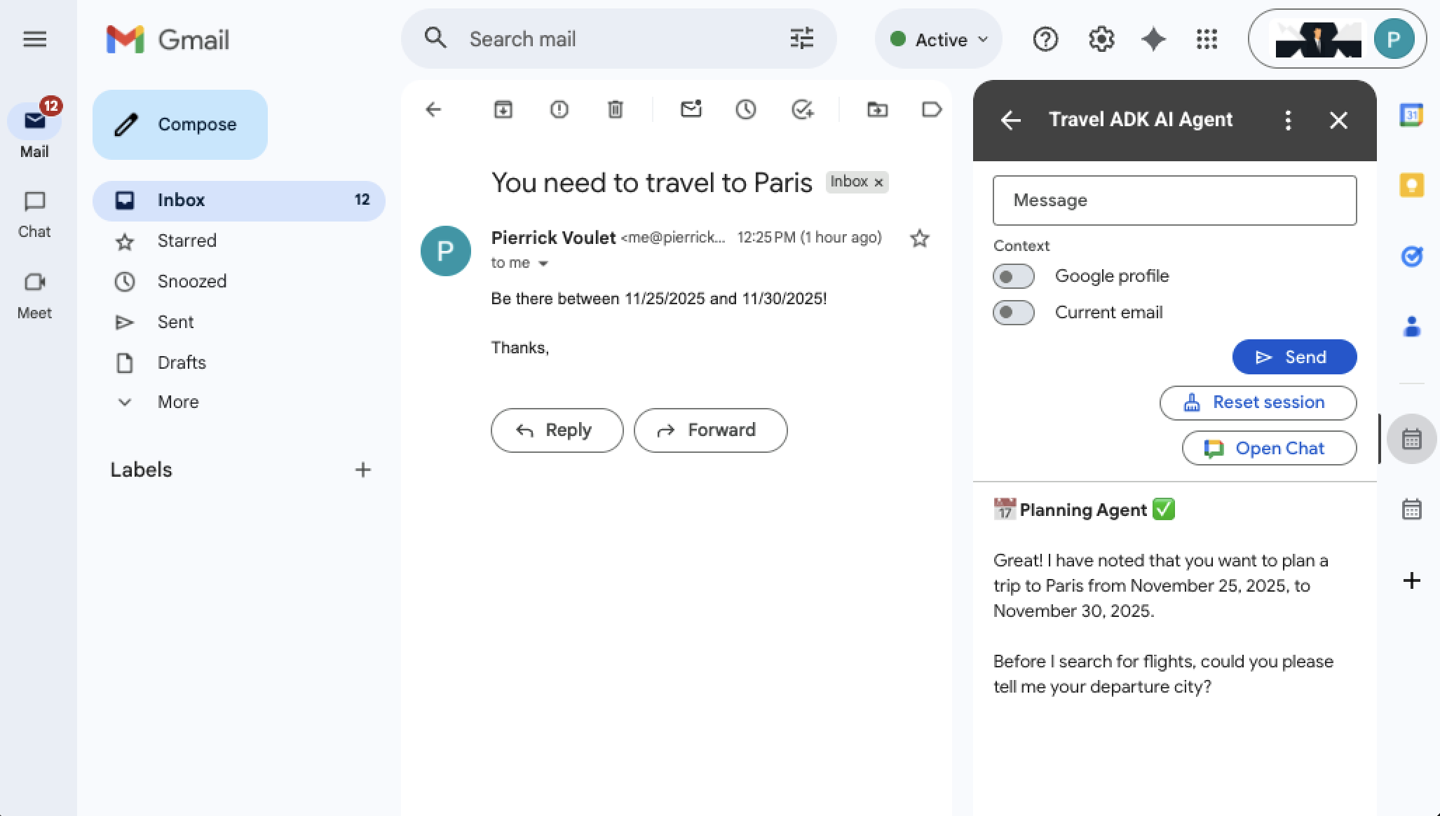 Plan travel from Gmail