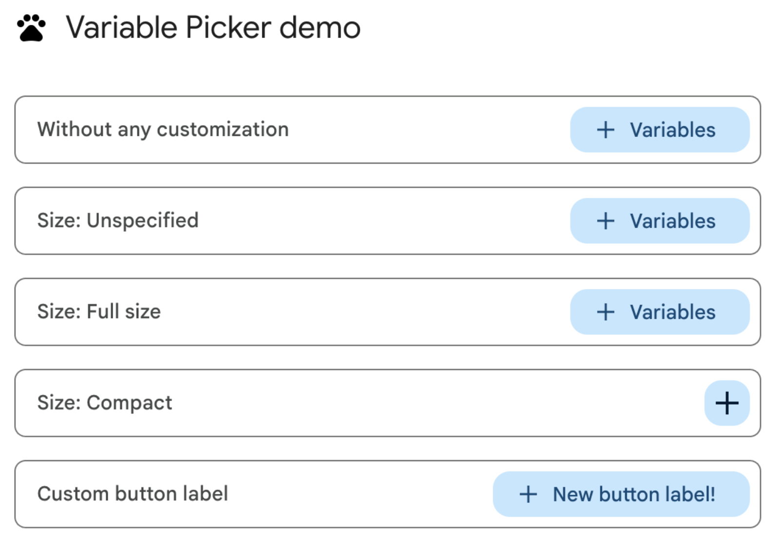 Se personalizó el botón del selector de variables en la Web.