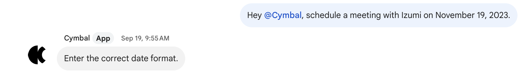 조치를 취할 수 있는 정보를 제공하지 않는 오류 메시지의 예