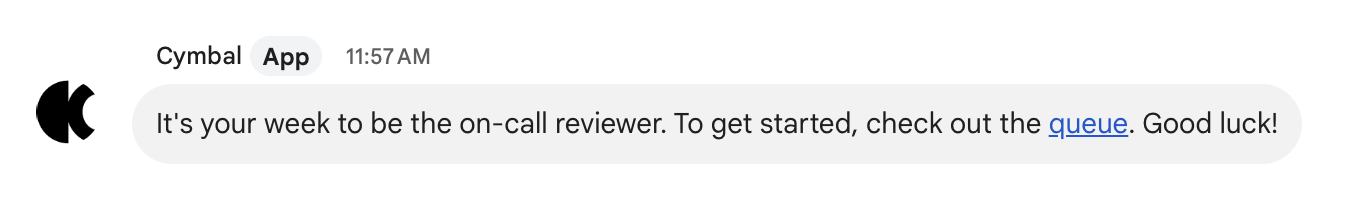 오전 11시 57분에 알림 메시지를 보내는 Chat 앱