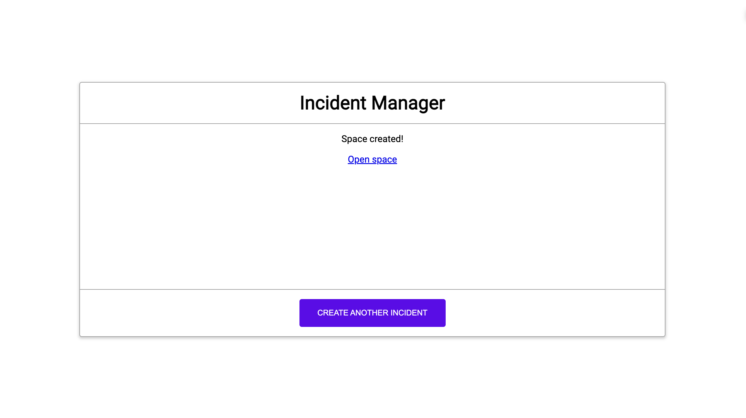 Notification that the incident Chat space is created.