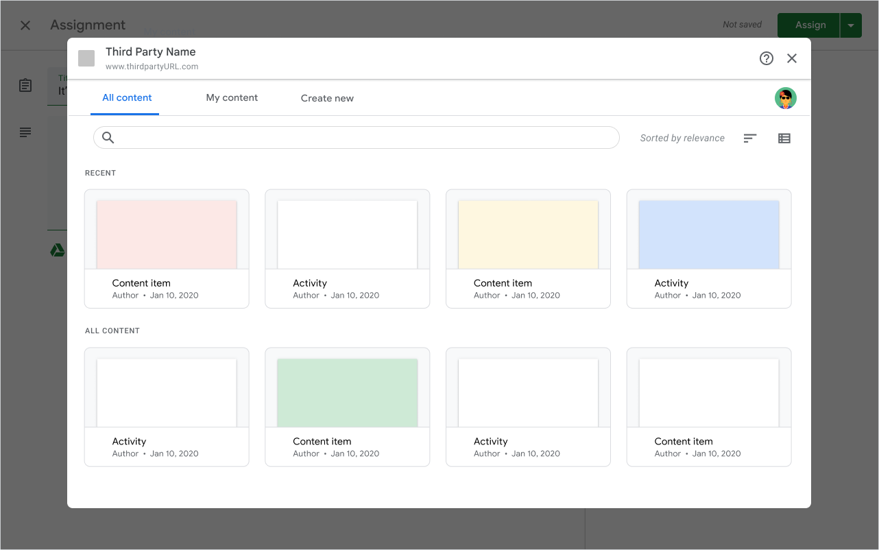 Beispiel für eine UI zur Suche nach Anhängen