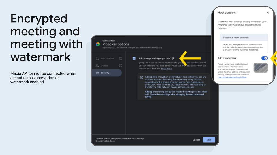 Reuniones encriptadas y reuniones con marca de agua