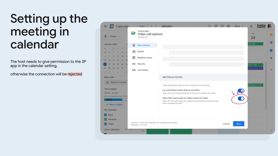 Configure a reunião no Google Agenda.