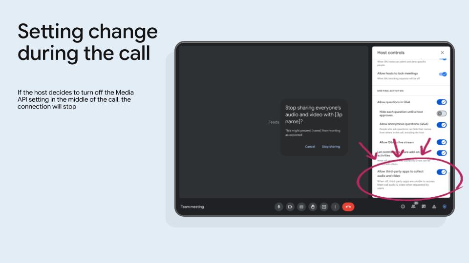 Setting change during the call.