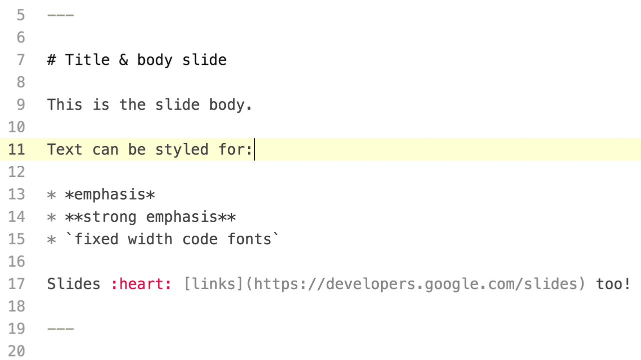 إنشاء مجموعات شرائح من ملفات Markdown